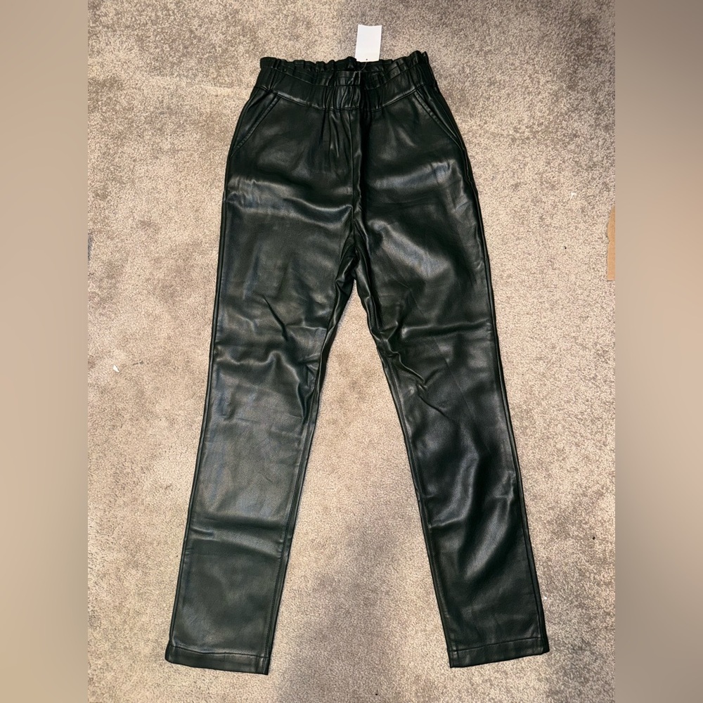 Green leather jogger/leggings